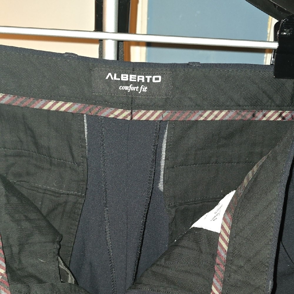Alberto Black Pants with Striped Detail